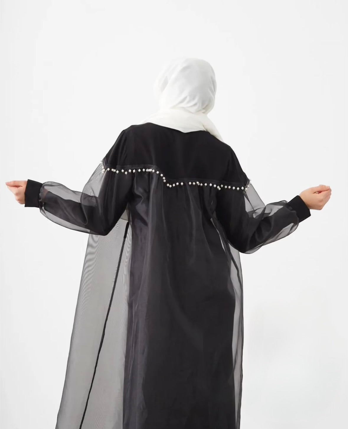 ABAYA ORGANZA PERLÉE noir