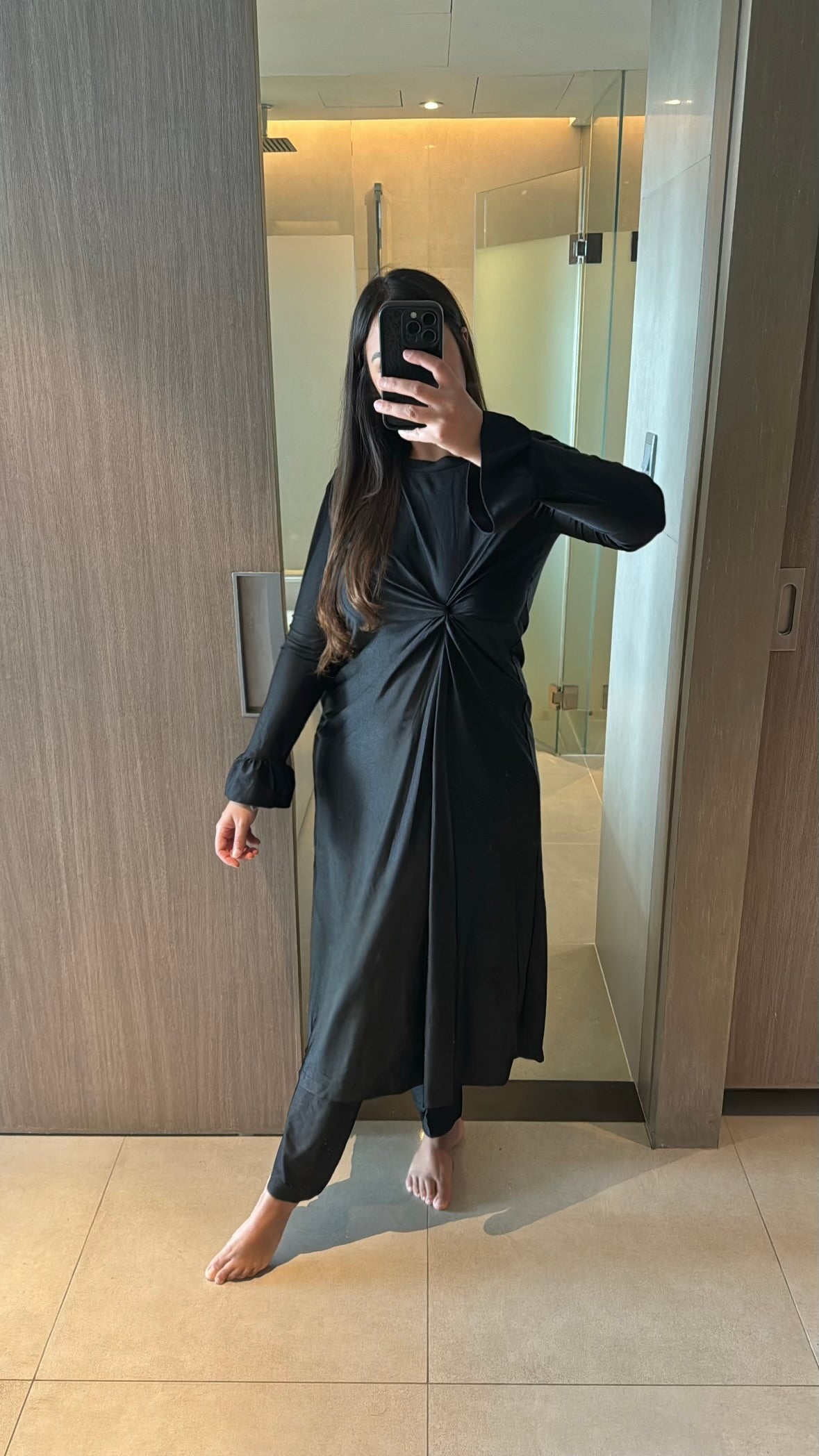 BURKINI À MANCHES VOLANTÉES noir - QUALITÉ PREMIUM