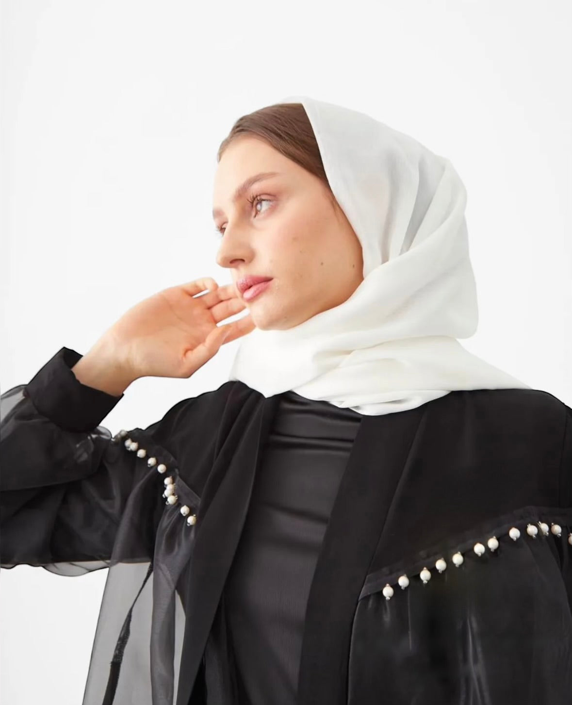 ABAYA ORGANZA PERLÉE noir