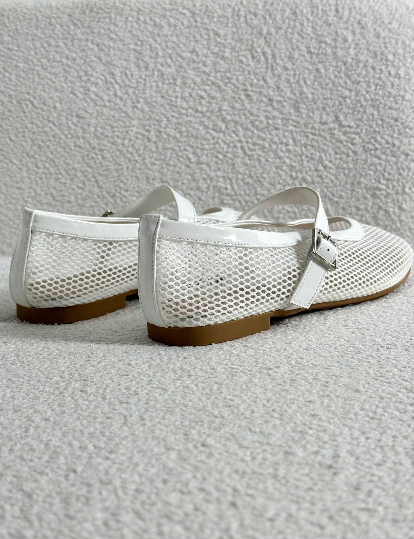 BALLERINES À RÉSILLES blanc