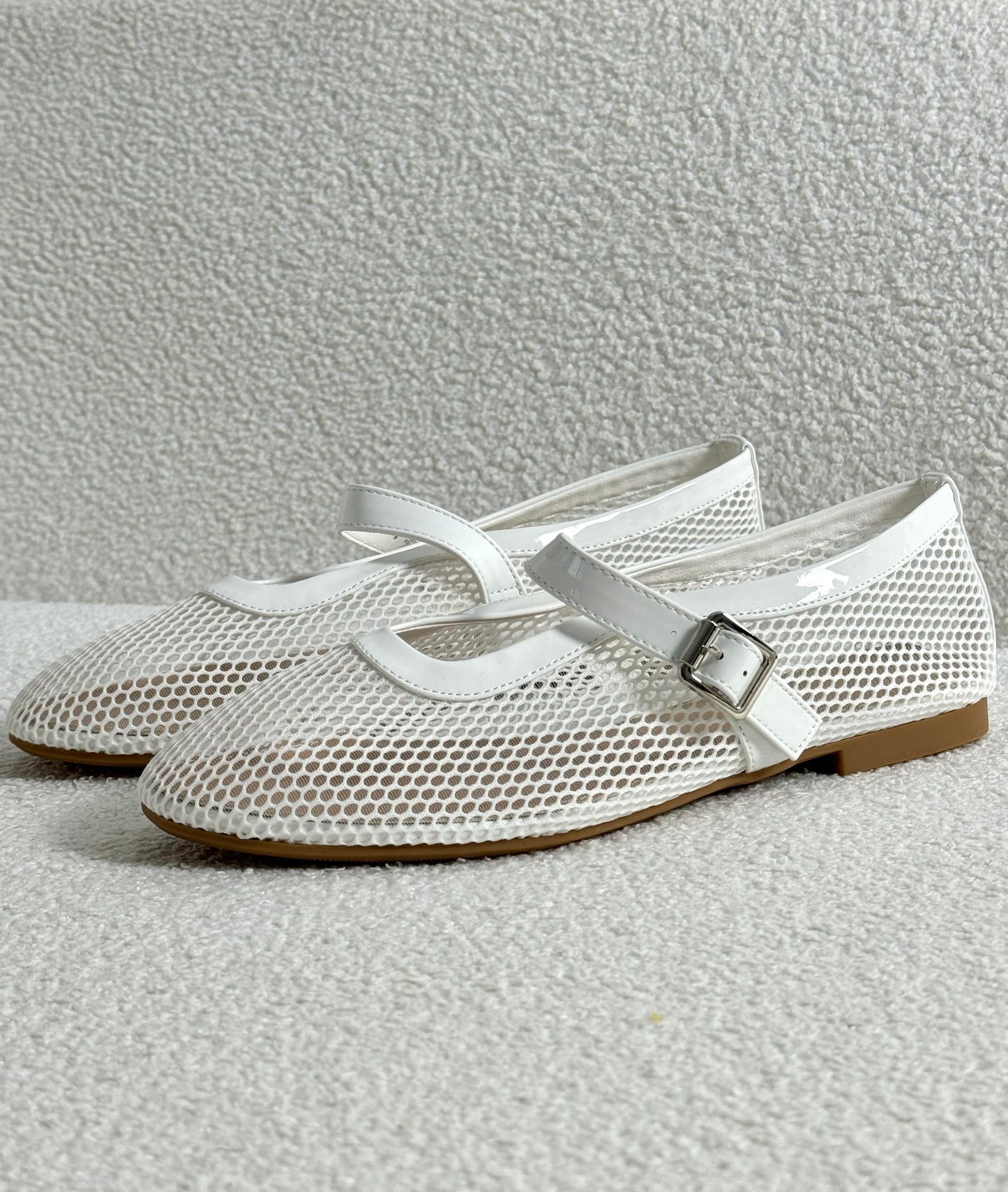 BALLERINES À RÉSILLES blanc