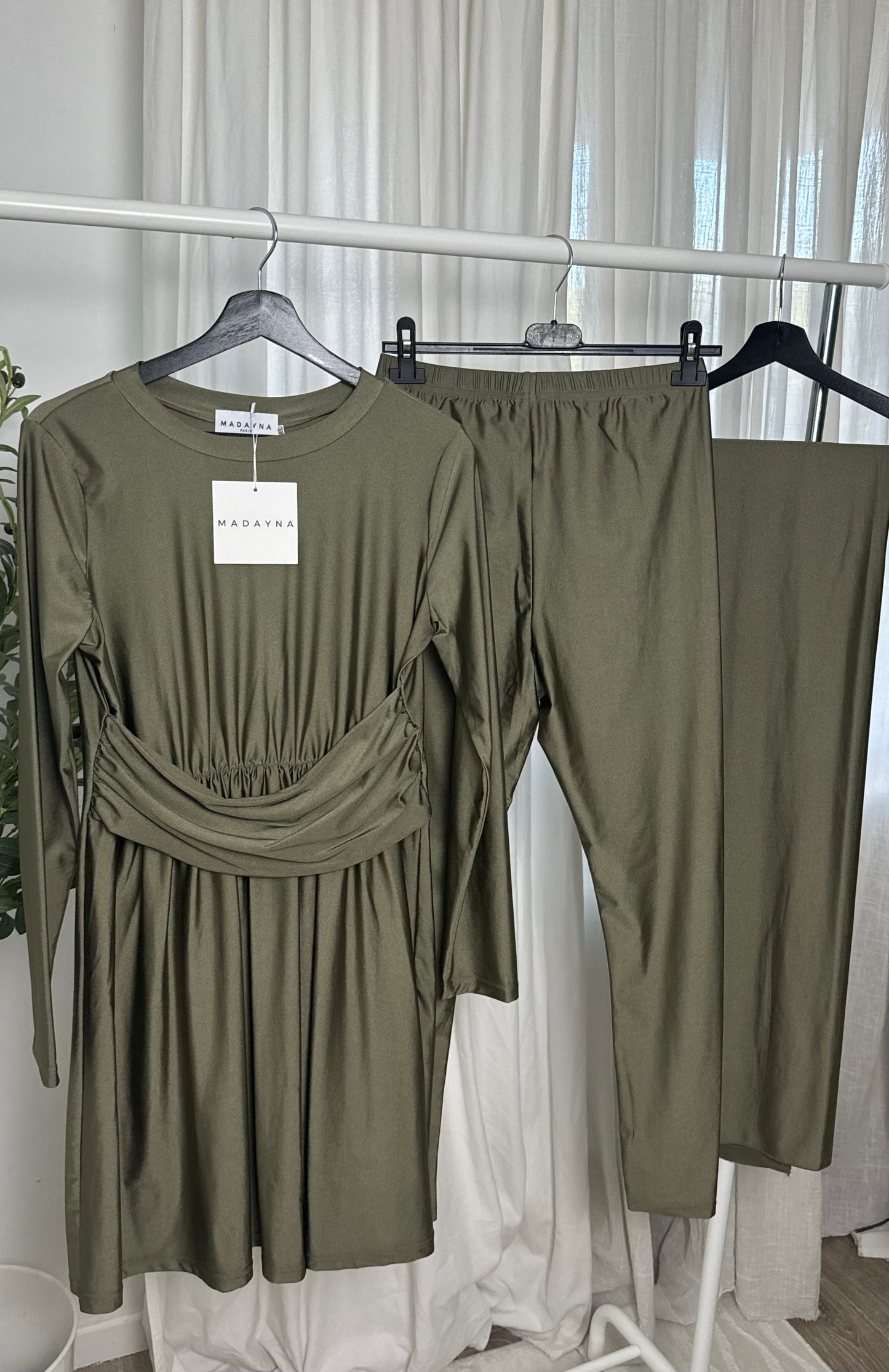 BURKINI À CEINTURE FRONCÉ kaki - QUALITÉ PREMIUM