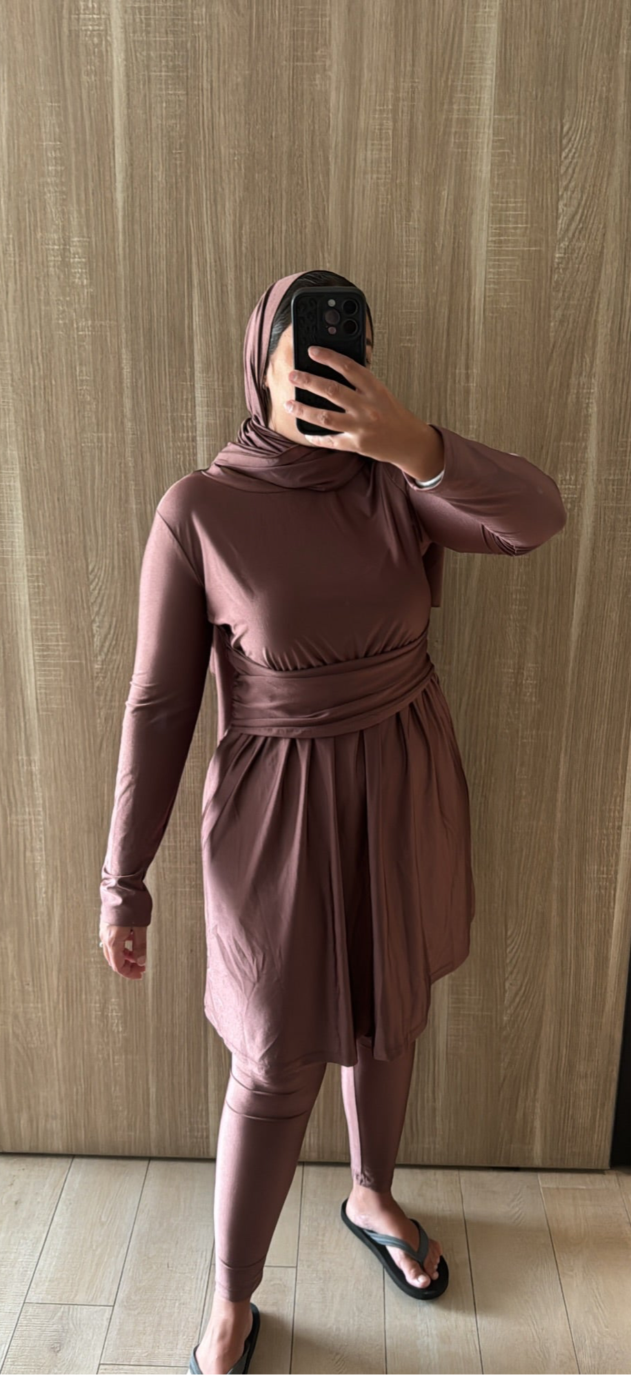 BURKINI À CEINTURE FRONCÉE marron glacé - QUALITÉ PREMIUM