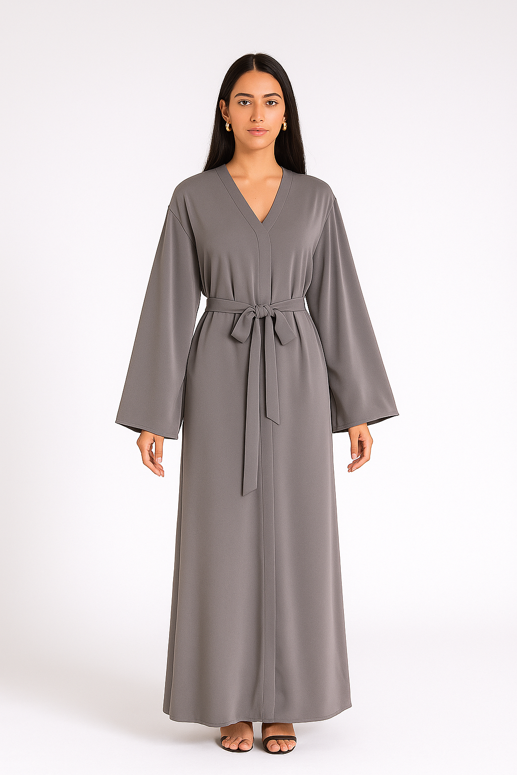 ROBE À CEINTURE gris