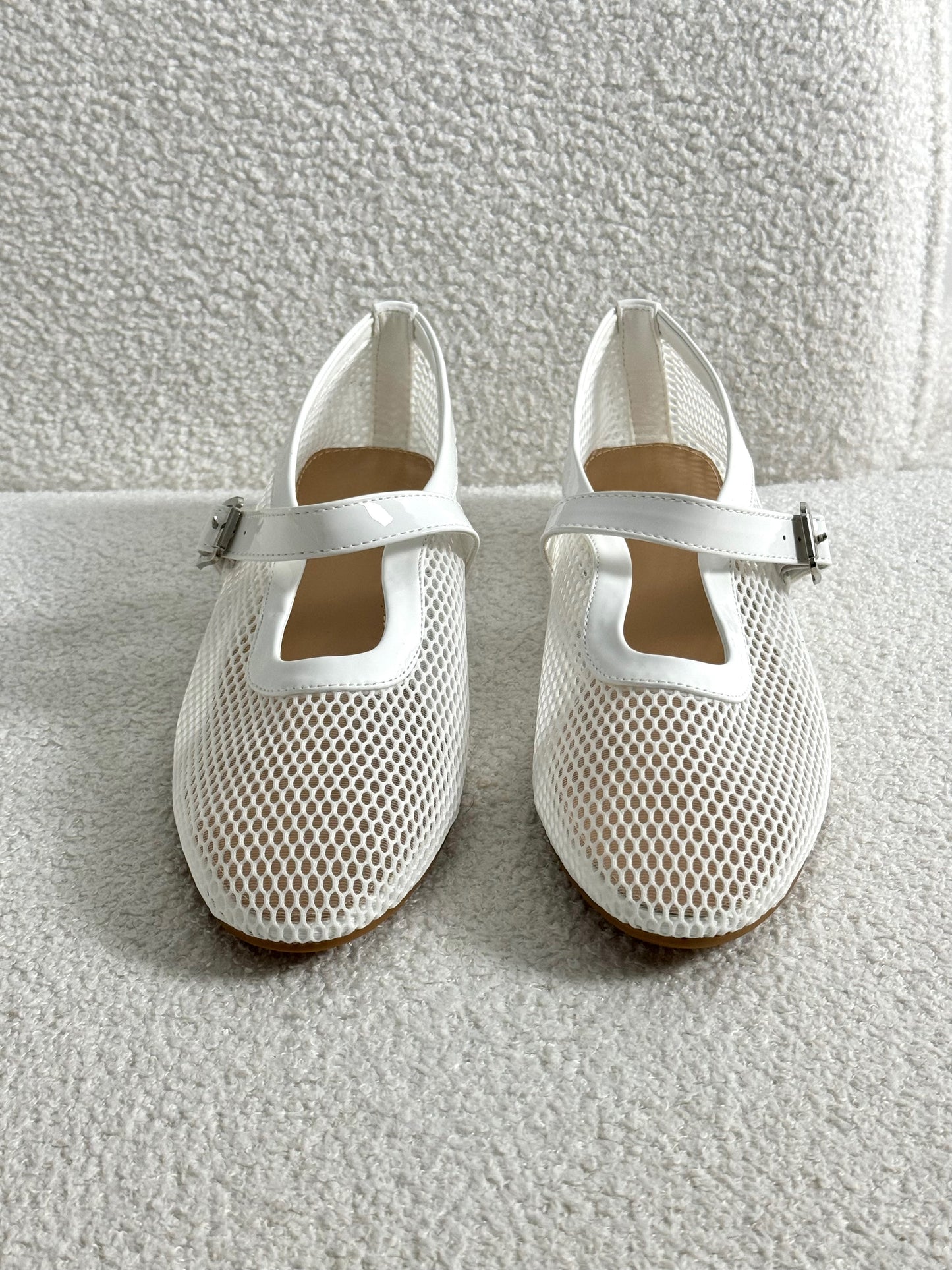 BALLERINES À RÉSILLES blanc