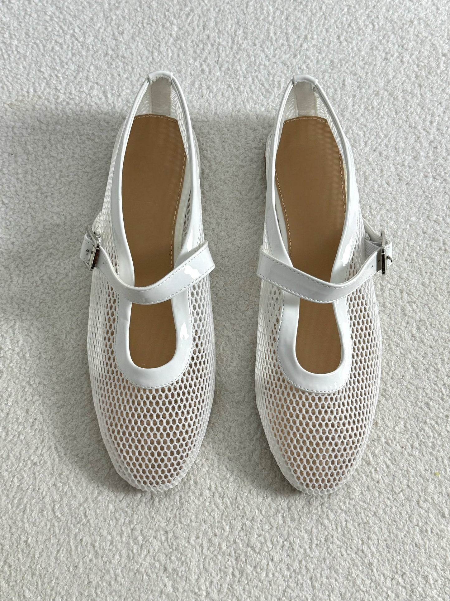BALLERINES À RÉSILLES blanc
