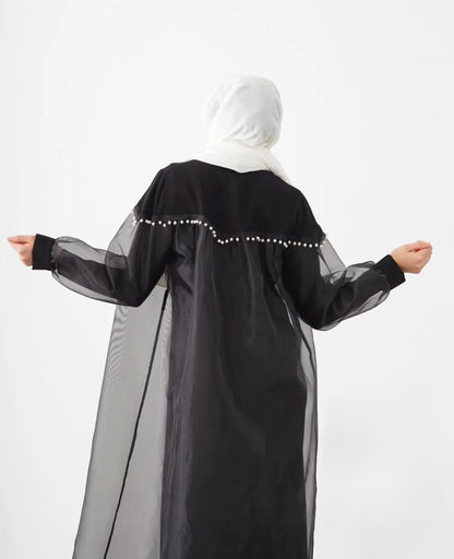 ABAYA ORGANZA PERLÉE noir