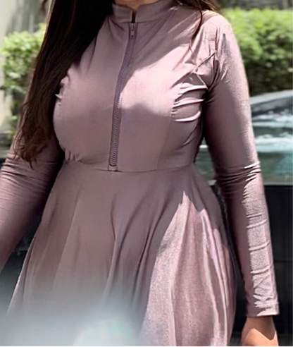 BURKINI À ZIP rose nude - qualité PREMIUM