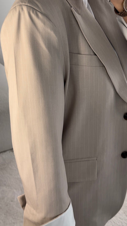 Blazer à rayures over size [ beige ]
