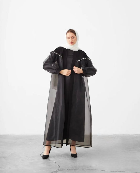 ABAYA ORGANZA PERLÉE noir