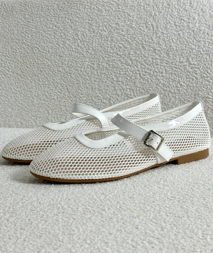 BALLERINES À RÉSILLES blanc