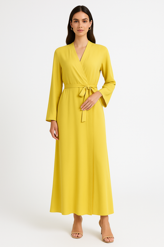 ROBE À CEINTURE jaune