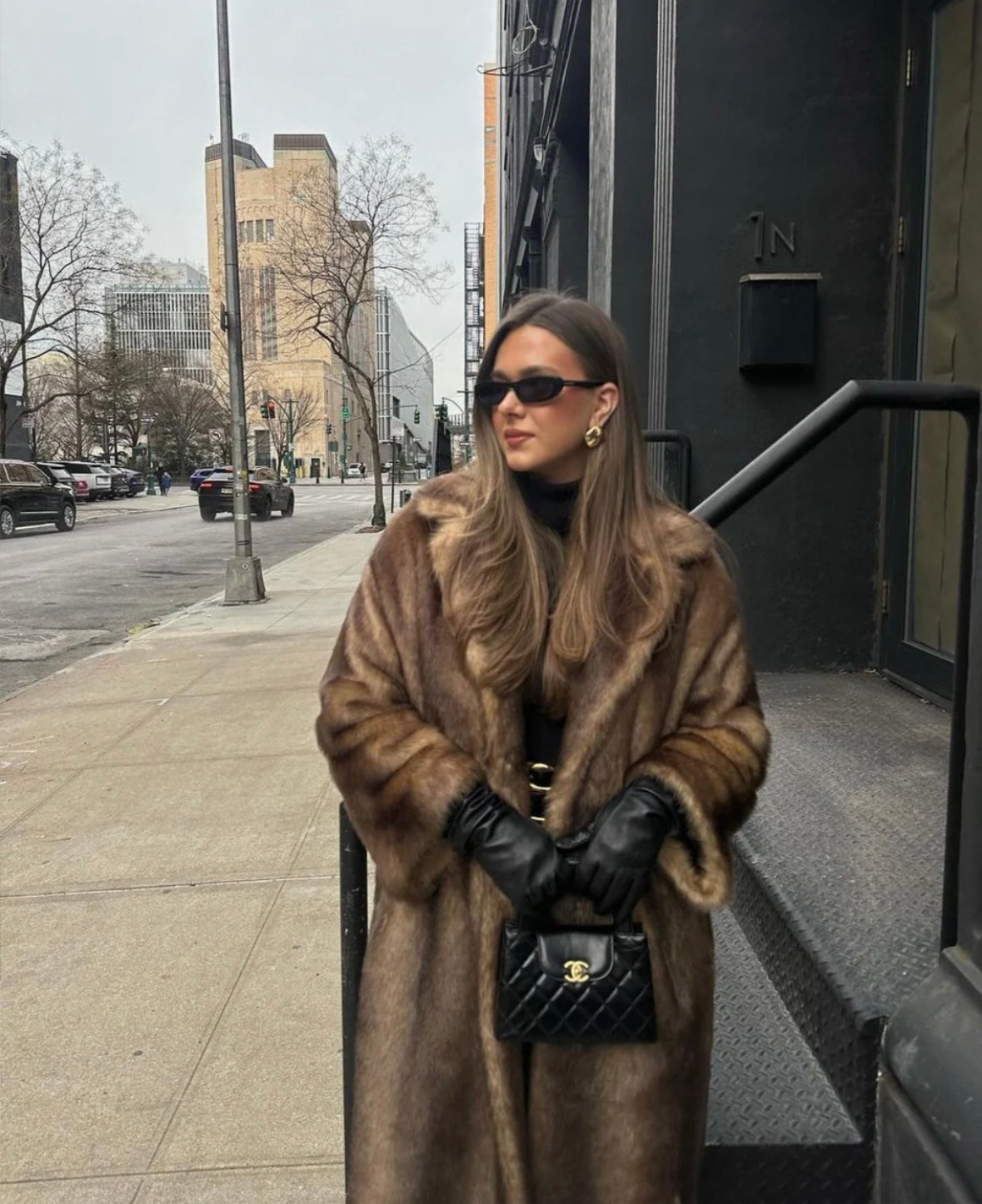 Manteau long en fourrure vegan