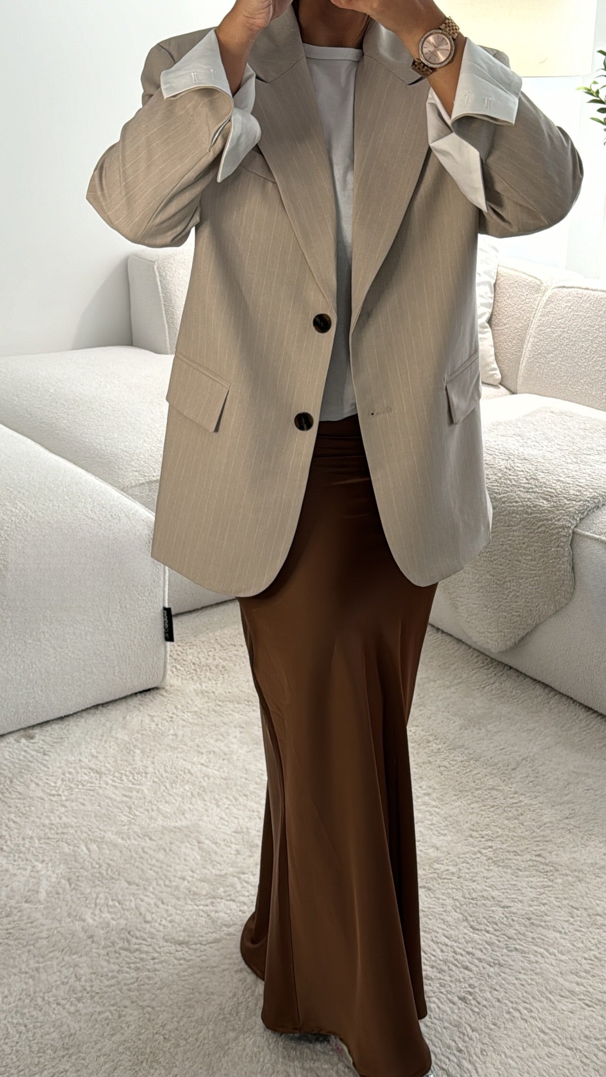 Blazer à rayures over size [ beige ]