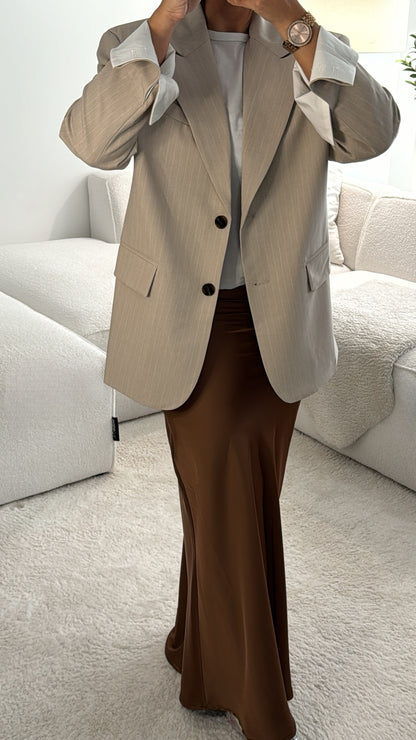 Blazer à rayures over size [ beige ]