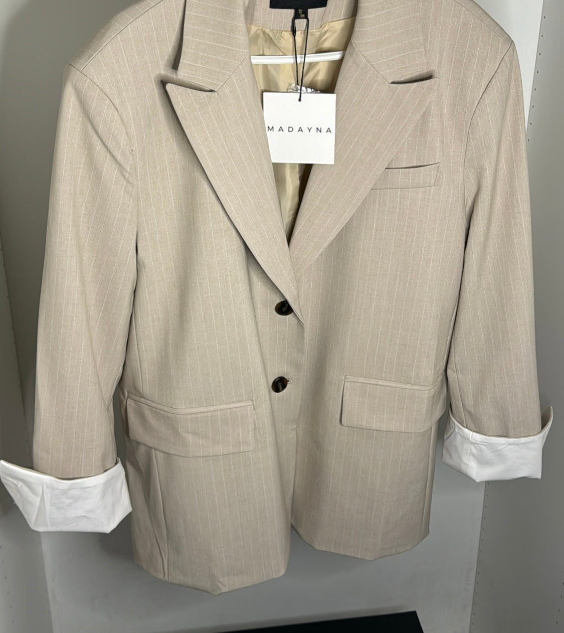 Blazer à rayures over size [ beige ]