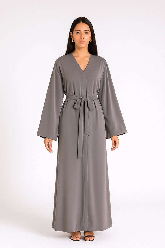 ROBE À CEINTURE gris