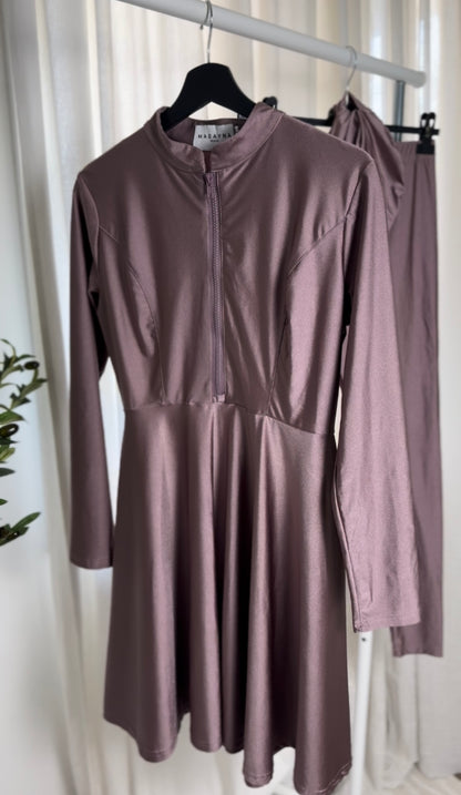 BURKINI À ZIP rose nude - qualité PREMIUM
