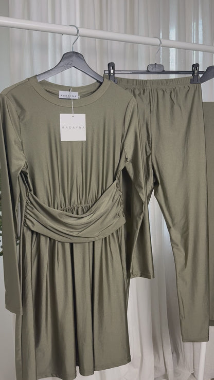 BURKINI À CEINTURE FRONCÉ kaki - QUALITÉ PREMIUM